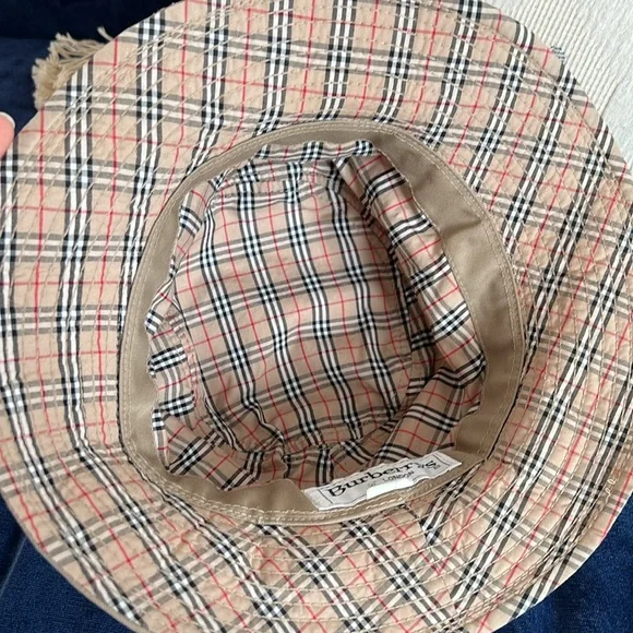 Vintage Burberry Bucket Hat Beige Check Pattern - Picture 2 of 4